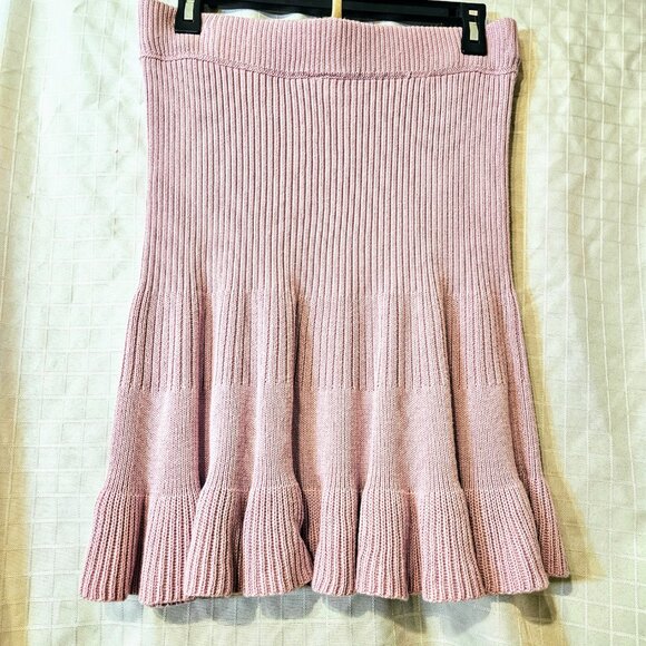 Free People Solid Gold Ribbed Knit Orchid Purple Mini Skirt Size XL - Picture 2 of 5